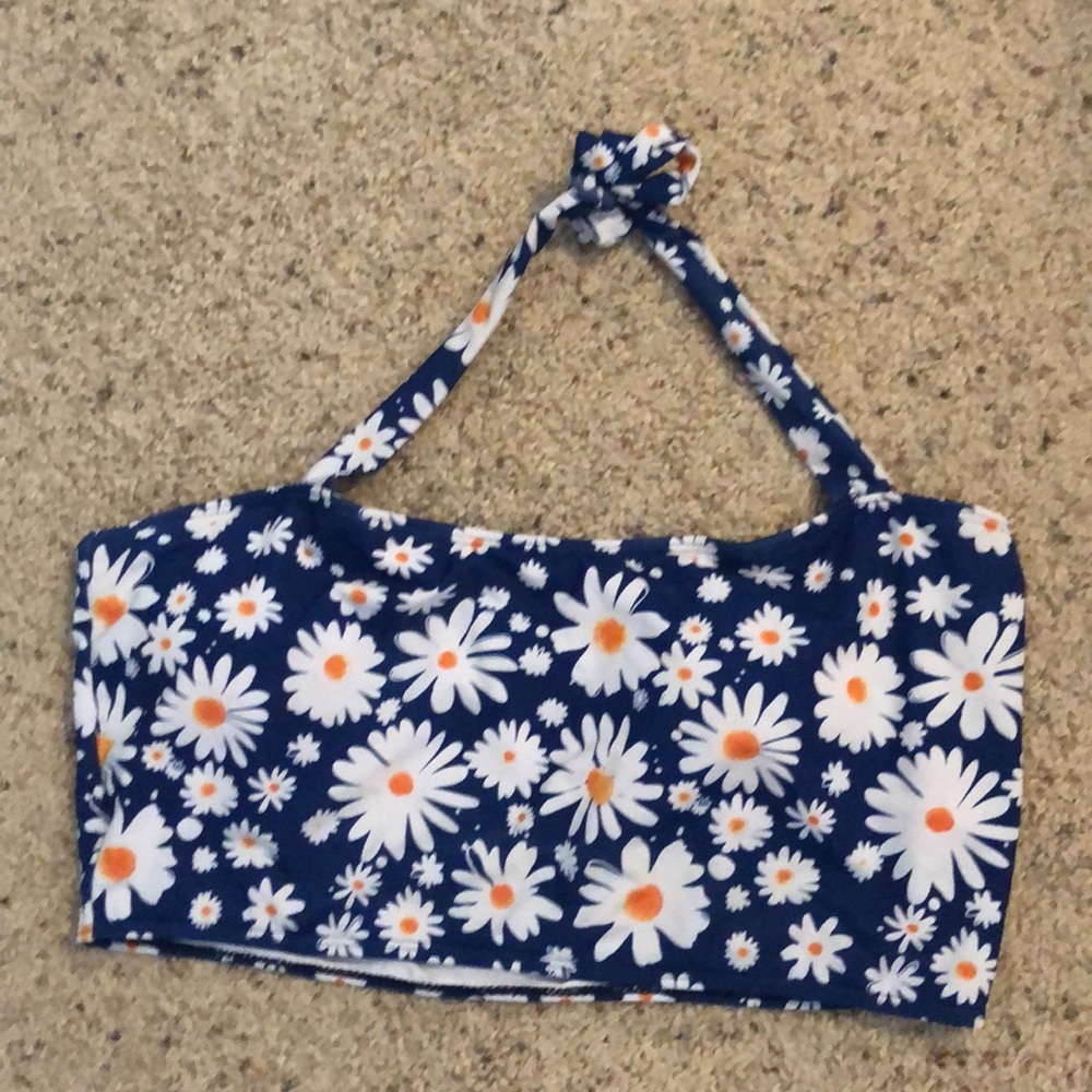 Blue daisy bikini top